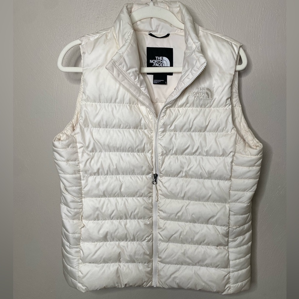 NORTH FACE Ivory / Off-white Puffer Quilted Vest - size Large